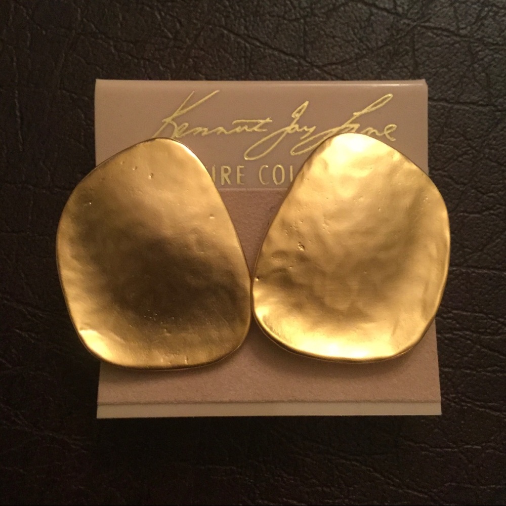 NWOT Kenneth Jay Lane Gold Disc Clip-On Earrings